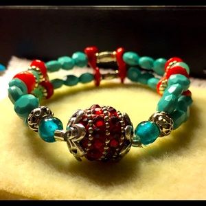 Faux Turquoise & Coral Hand Made